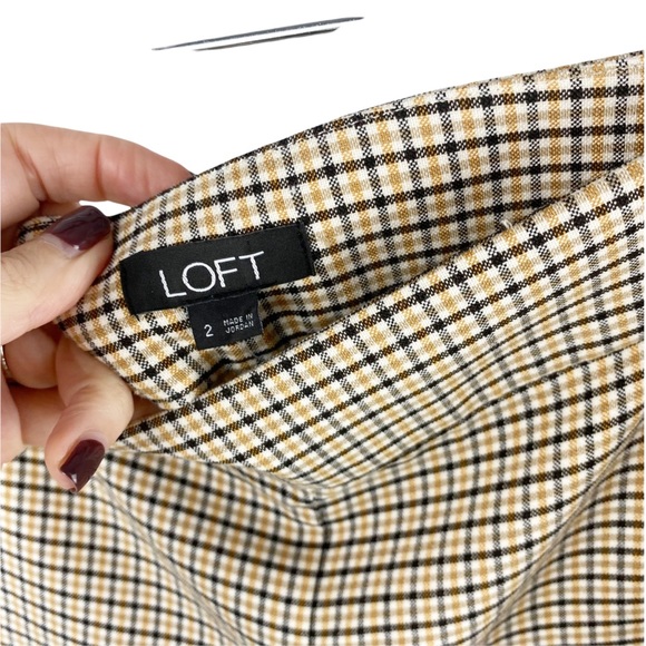 NWT LOFT Plaid Cropped Culotte Capris Wide Leg Size 2 - Picture 5 of 10
